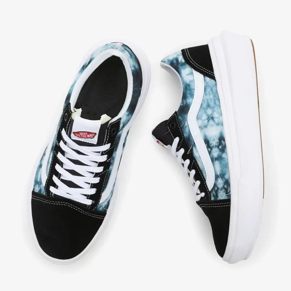 NIB Vans Men's 10 ComfyCush Old Skool Overt CC Sneaker Tie Dye Shoe Black Blue